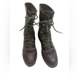 Laredo 52062 Womens Tan Lace‎ Up Leather Mid Calf Western Boots Size US 8 M B2